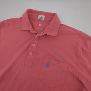 johnnie-O Hangin' Out Polo Shirt Men Medium Pink Solid Pocket Preppy Stretch
